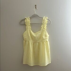 Yellow Ruffled Fitted Tank Top